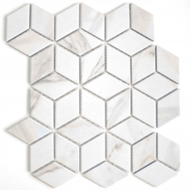 3D Calacatta Matt 30.5cm x 26.5cm Mosaic Tile