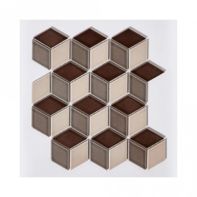 3D Gloss Mix Brown 30.5cm x 26.5cm Mosaic