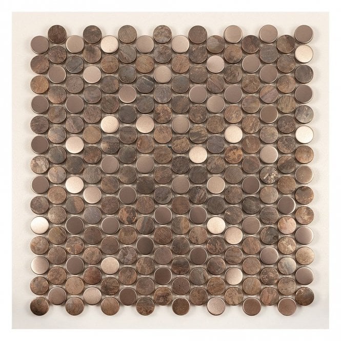 Antique Bronze Circle 30cm x 30cm Mosaic Tile