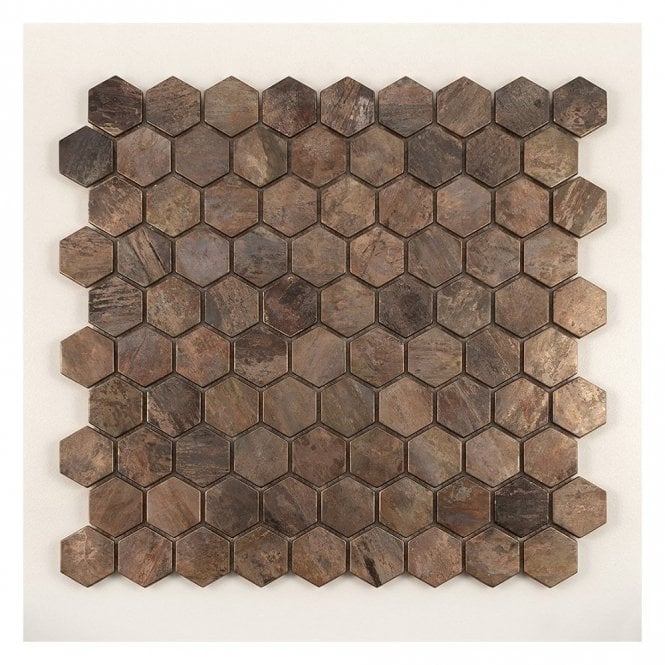 Antique Bronze Hexagon 27.6cm x 28.6cm Mosaic Tile