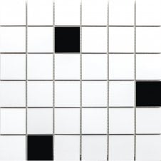 Arctic 48 White & Black High Gloss 30cm x 30cm Mosaic Tile