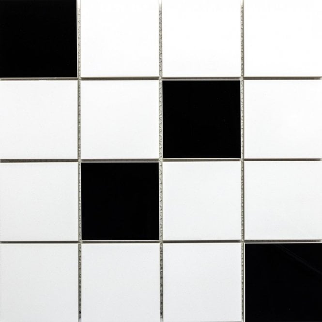 Arctic 73 White & Black High Gloss 30cm x 30cm Mosaic Tile