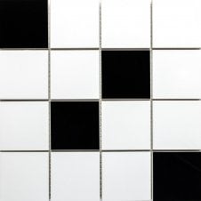 Arctic 73 White & Black High Gloss 30cm x 30cm Mosaic Tile