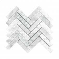 Bianco Venito Carrara Honed Marble 22.7cm x 28.1cm Herringbone Mosaic Tile