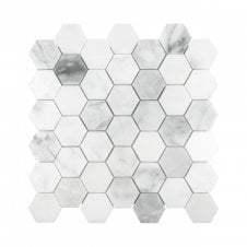 Bianco Venito Carrara Honed Marble 29.8cm x 30.5cm Hexagon Mosaic Tile