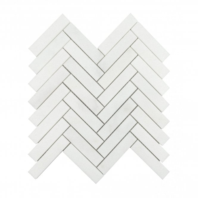 Bianco Venito Statuario Honed Marble 29cm x 28.5cm Herringbone Mosaic Tile