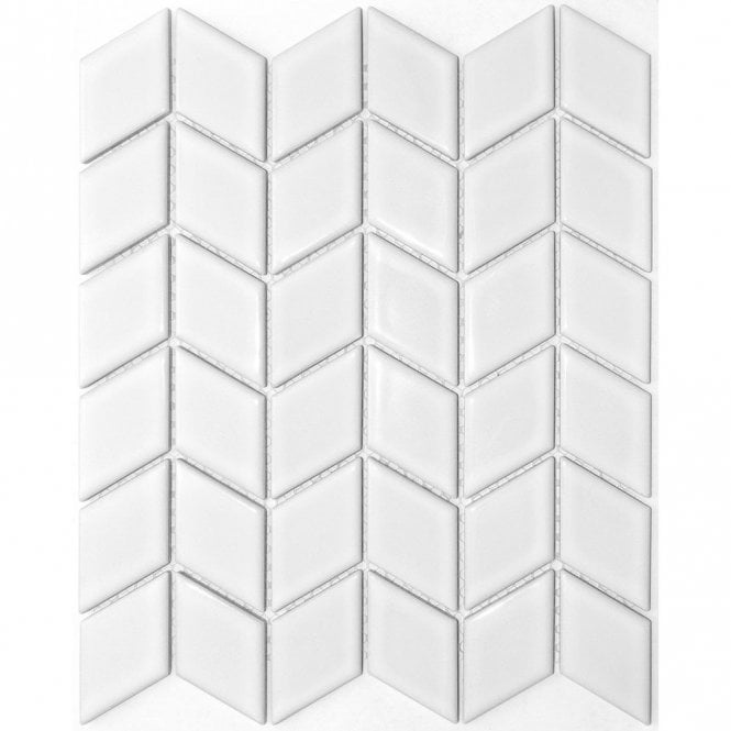 Bijou Chevron Gloss White 30.75cm x 26.6cm Mosaic