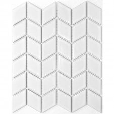 Bijou Chevron Gloss White 30.75cm x 26.6cm Mosaic