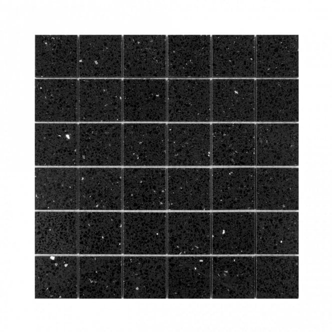 Black Opal Quartz Mosaic Gulfstone (4.8cm x 4.8cm) 30cm x 30cm Wall Tile