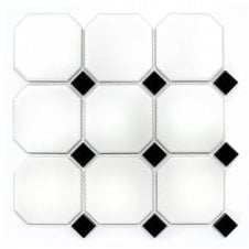 Blanco & Nero Octagon Matt (9.5cm x 9.5cm) 30cm x 30cm Mosaic Tile
