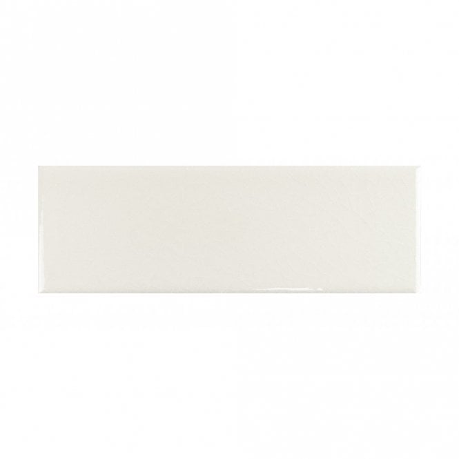 British Ceramic Tile Puddle Glaze Cotton White 5cm x 15cm Wall Tile