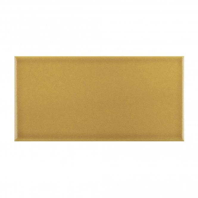British Ceramic Tile Puddle Glaze Golden Mustard 7.5cm x 15cm Wall Tile