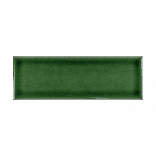 British Ceramic Tile Puddle Glaze Racing Green 5cm x 15cm Wall Tile