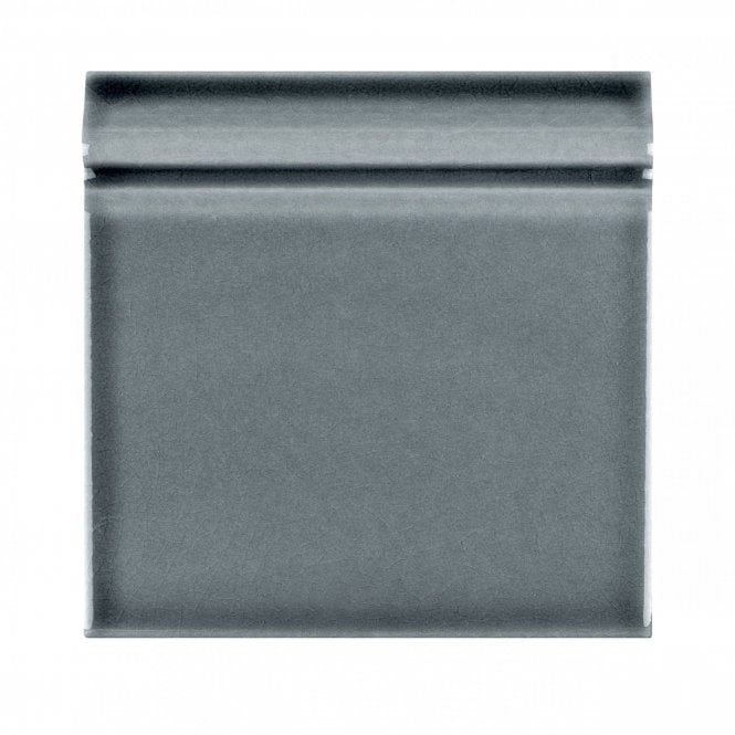 British Ceramic Tile Puddle Glaze Smoked Grey 15cm x 15cm Skirting Tile