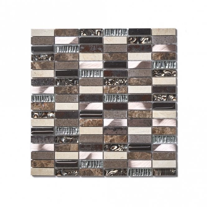 Brown Quartz 1.5cm x 4.8cm Mosaic Tile