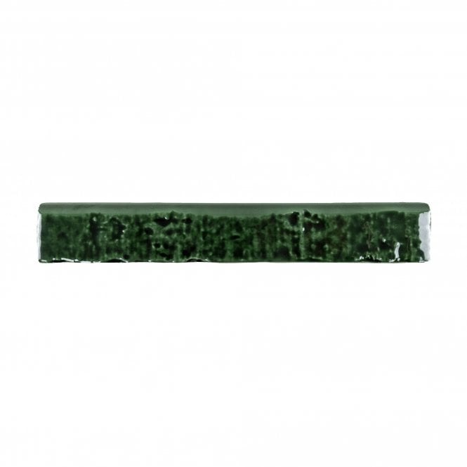 Brutalist Brick Crackle Bullnose Emerald 3.8cm x 23.5 cm Wall Tile