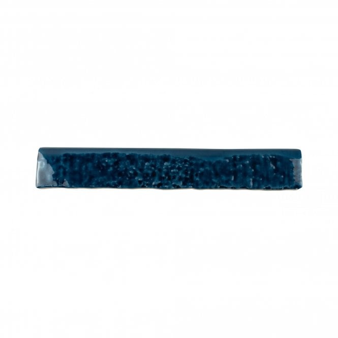Brutalist Brick Crackle Bullnose Indigo 3.8cm x 23.5 cm Wall Tile