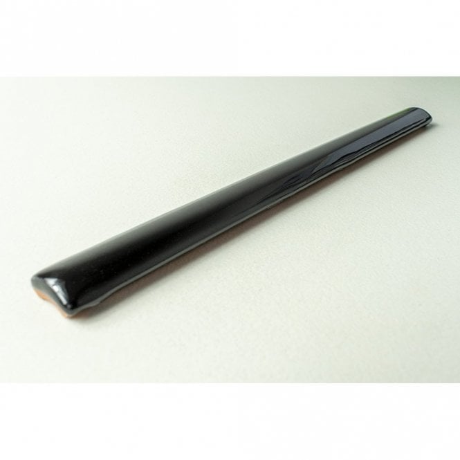 Bullnose Black Gloss 1.2cm x 15cm Border tile