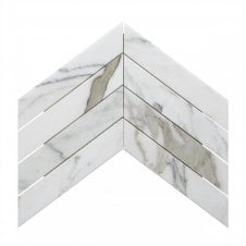 Calacatta Gold Honed & Polished Marble 26.2cm x 43.1cm Chevron Mosaic Tile