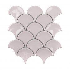 Candy Floss Pink Gloss 27.3cm x 25.9cm Fan Mosaic Tile