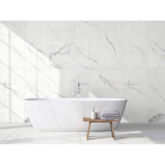 Carenza White 60cm x 120cm Wall & Floor Tile