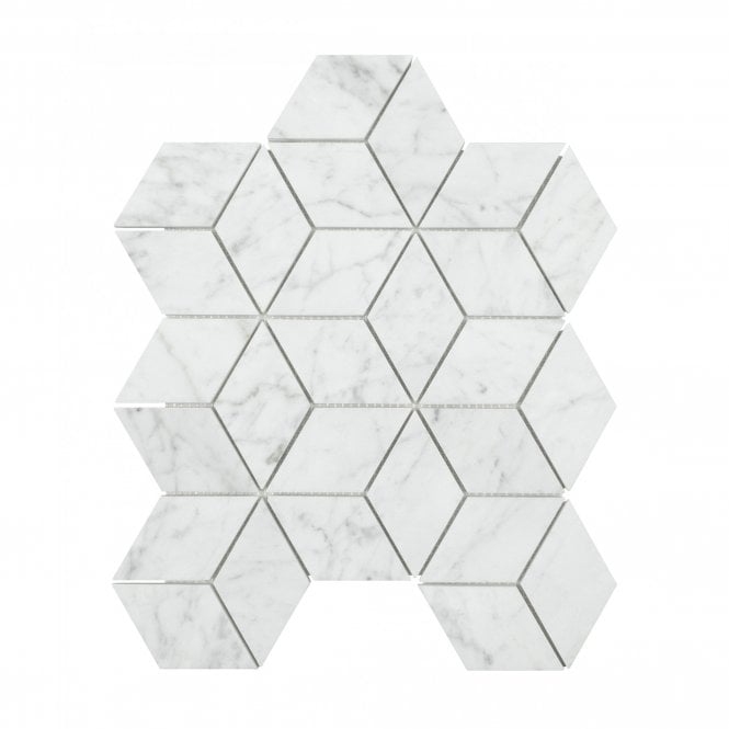 Carrara Honed Marble 29.8cm x 26cm Rhombus Mosaic Tile