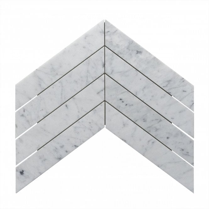 Carrara Honed & Polished Marble 26.2cm x 43.1cm Chevron Mosaic Tile