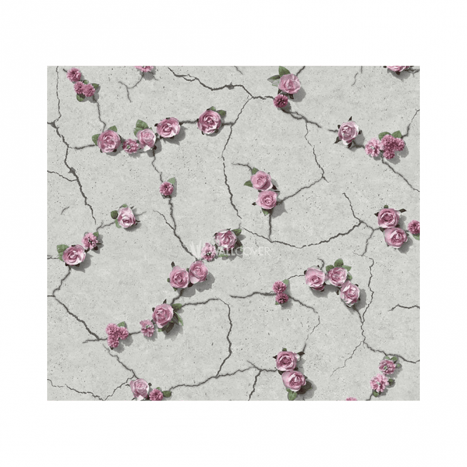 Cemented Floral Pink Wallpaper