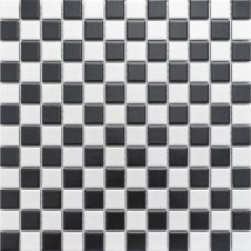 Chessboard Black and White Matt (2.3cm x 2.3cm) 30cm x 30cm Mosaic Tile