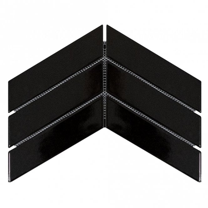 Chevron Black Gloss 31.8cm x 22.4cm Wall & Floor Mosaic
