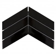 Chevron Black Gloss 31.8cm x 22.4cm Wall & Floor Mosaic