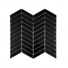Chevron Gloss Black (2.3cm x 8.5cm) 28.5cm x 30cm Wall & Floor Tile