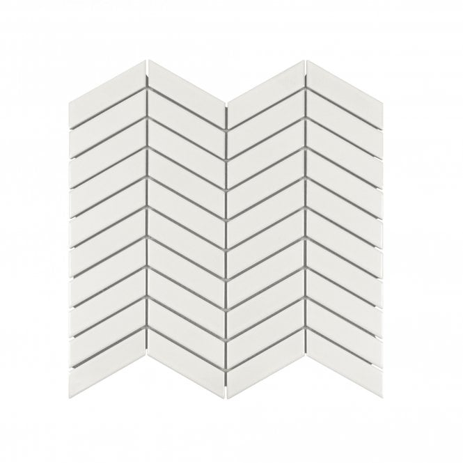 Chevron Gloss White (2.3cm x 8.5cm) 28.5cm x 30cm Wall & Floor Tile