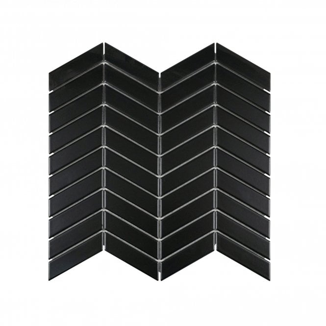 Chevron Matt Black (2.3cm x 8.5cm) 28.5cm x 30cm Wall & Floor Tile