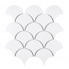 Cotton White Matt 27.3cm x 25.9cm Fan Mosaic Tile