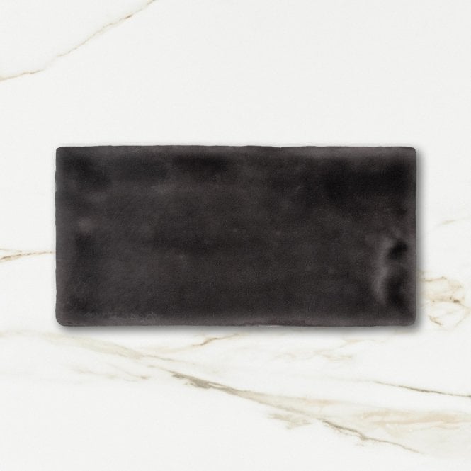 Crackle Glaze Coal Grey 7.5cm x 15cm Wall Tile