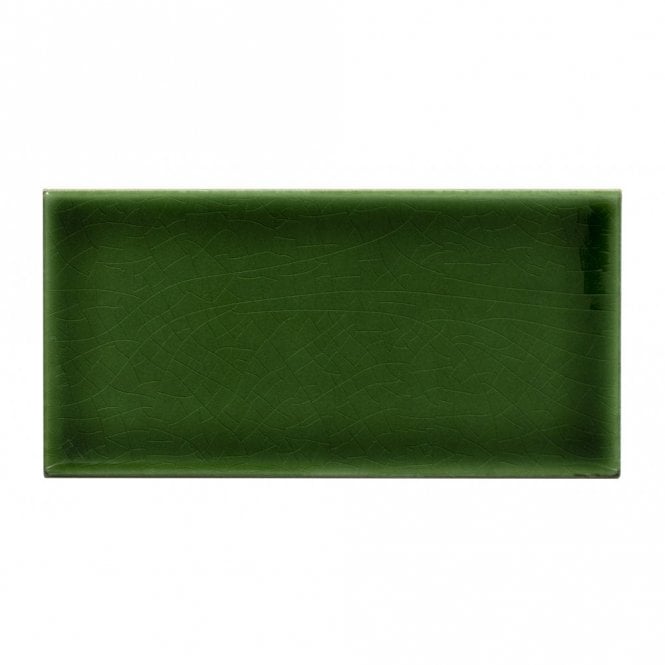 Crackle Victorian Green Glazed 7.5cm x 15cm Wall Tile