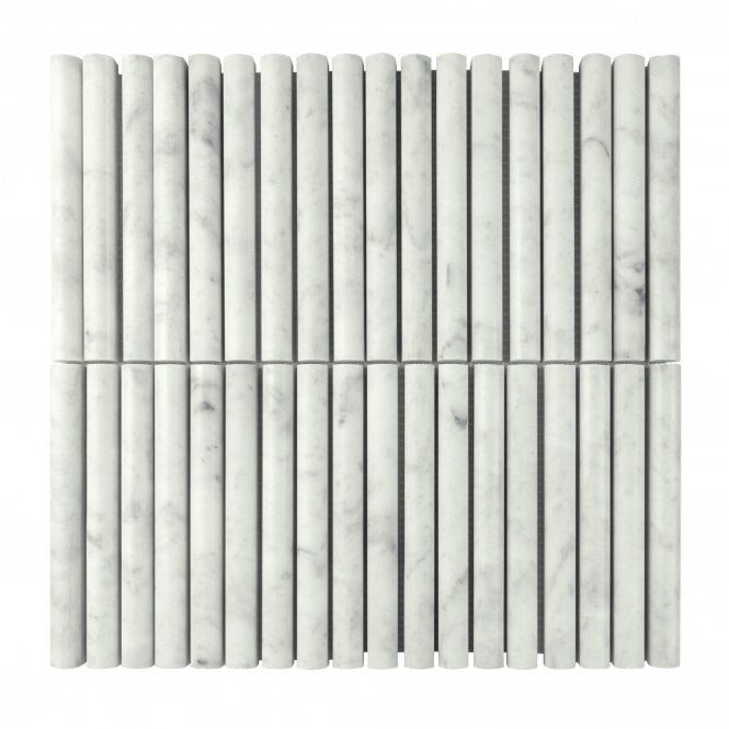 Curva Stick Carrara Marble (1.52cm x 1.5cm) 30.5cm x 30.5cm Mosaic Tile