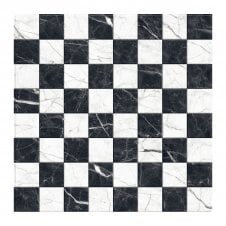 Darwin Black and White Marble-Effect Anti-Slip 40cm x 40cm Wall and Floor Tile