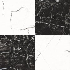 Darwin Black and White Marble Effect Pre-Cut 45cm x 45cm Wall and Floor Tile