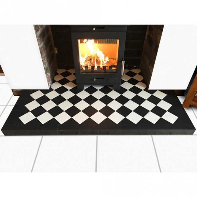 Diamond Chequer Fireplace Quarry Hearth Tile Set