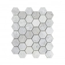 Dolomiti Carrara Honed Marble 28cm x 30.5cm Hexagon Mosaic Tile