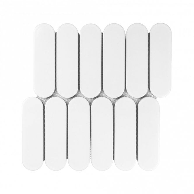 Elongate White Gloss 29cm x 27.6cm (4.3cm x 14.8cm) Mosaic Tile