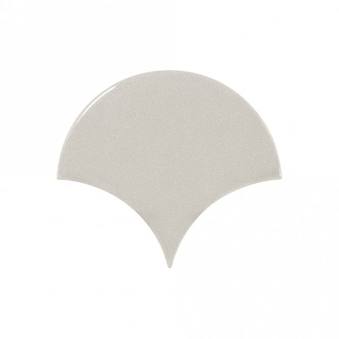 Equipe Fan Light Grey Gloss 10.6cm x 12cm Wall Tile