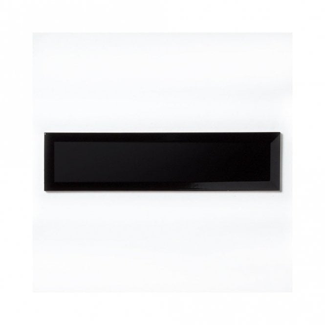 Equipe Metro Brick Bevelled Gloss Black 7.5cm x 30cm Wall Tile