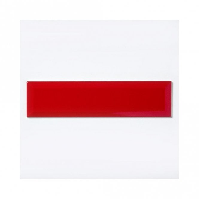 Equipe Metro Brick Bevelled Gloss Red 7.5cm x 30cm Wall Tile