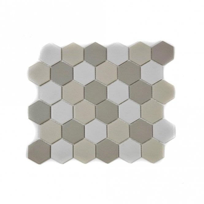 Full Body Hexagon Light Mix Mosaic (5.1cm x 5.1cm) 32.5cm x 28.1cm Wall & Floor Tile