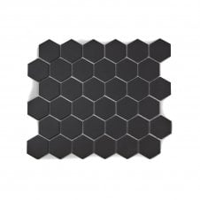 Full Body Hexagon Matt Black Mosaic (5.1cm x 5.1cm) 32.5cm x 28.1cm Wall & Floor Tile