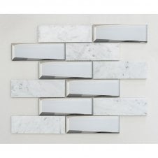 Glass Mirror Mix Carrara 30cm x 30cm Mosaic Tile