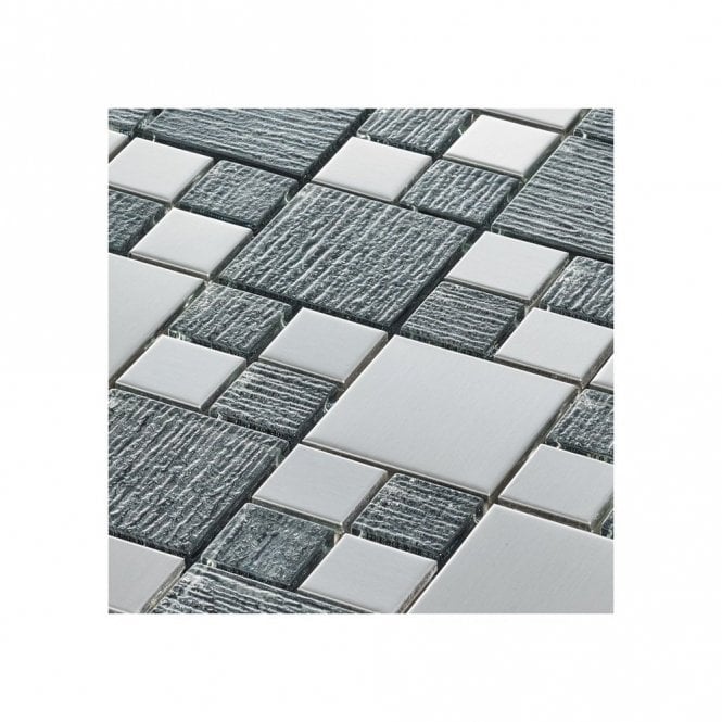 Gleam Grey 30cm x 30cm Glass Mosaic Tile